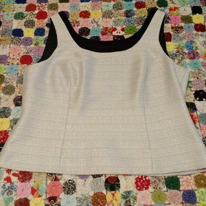 Kasper Shell Top White Black Silver sz 12P